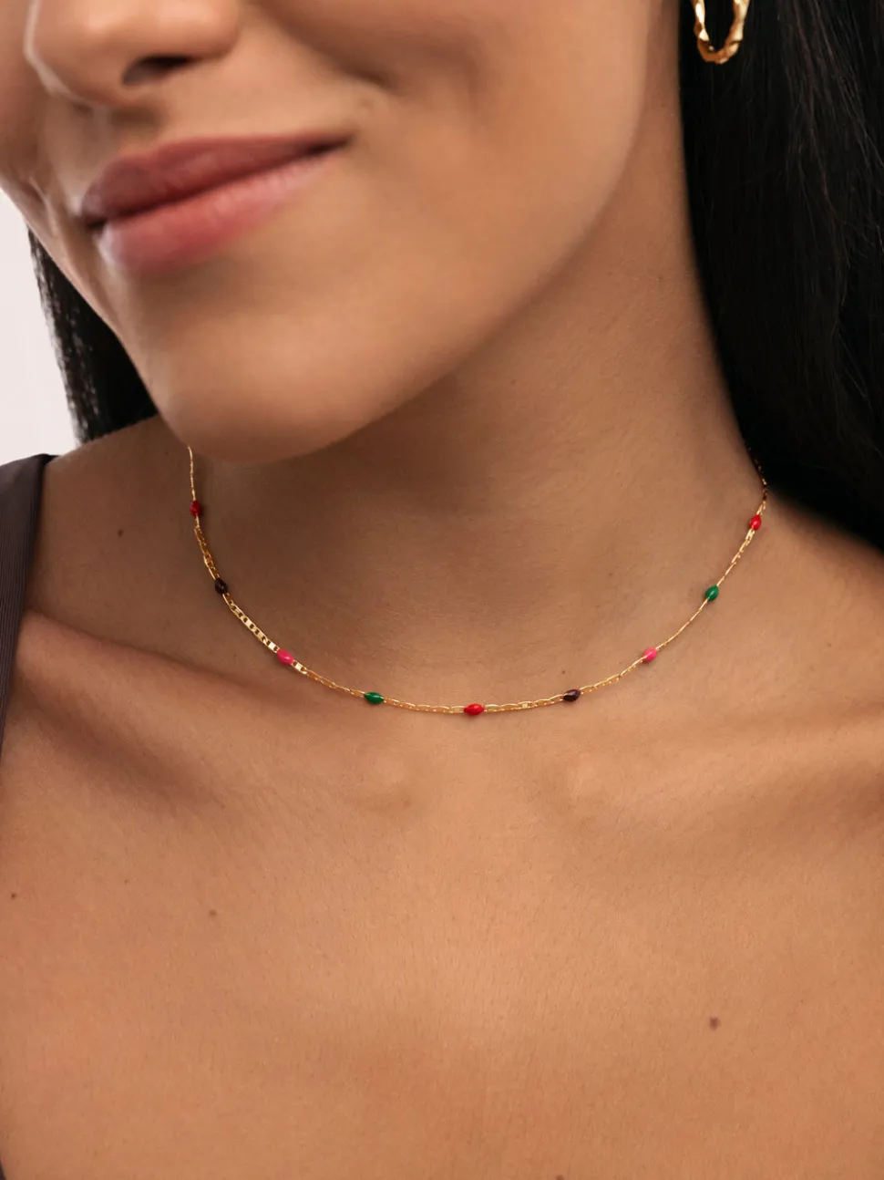 Collar Fine Enamel Miel Baño Oro