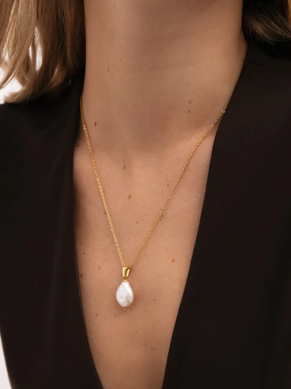 Collar Gala Perla Acero Baño Oro
