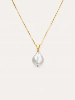 Collar Gala Perla Acero Baño Oro