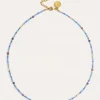 Collar Glam Azul Acero Baño Oro