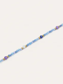 Collar Glam Azul Acero Baño Oro