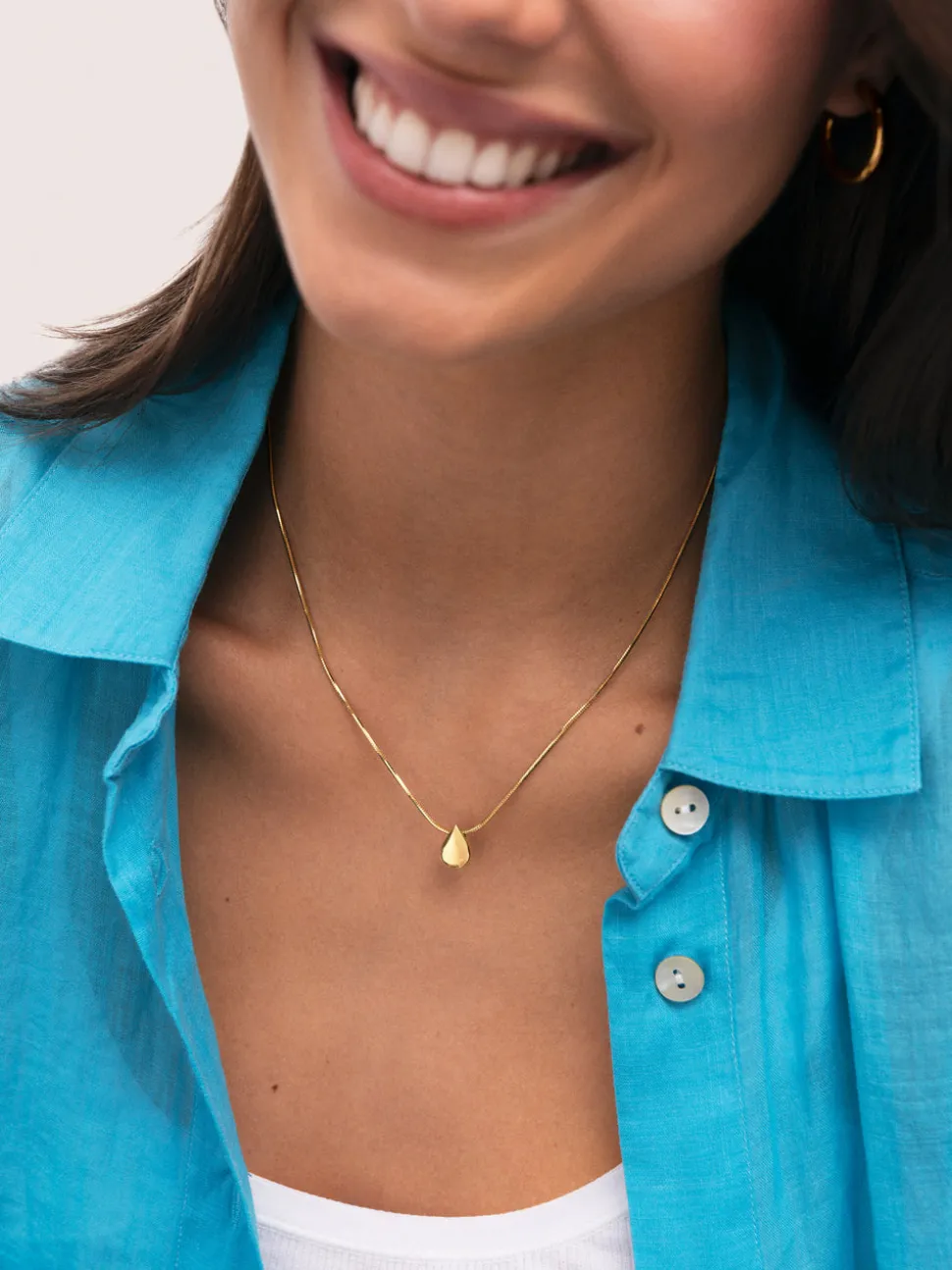 Collar Gota Drop Acero Baño Oro