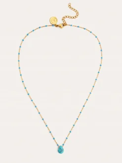 Collar Hydra Azul Acero Baño Oro