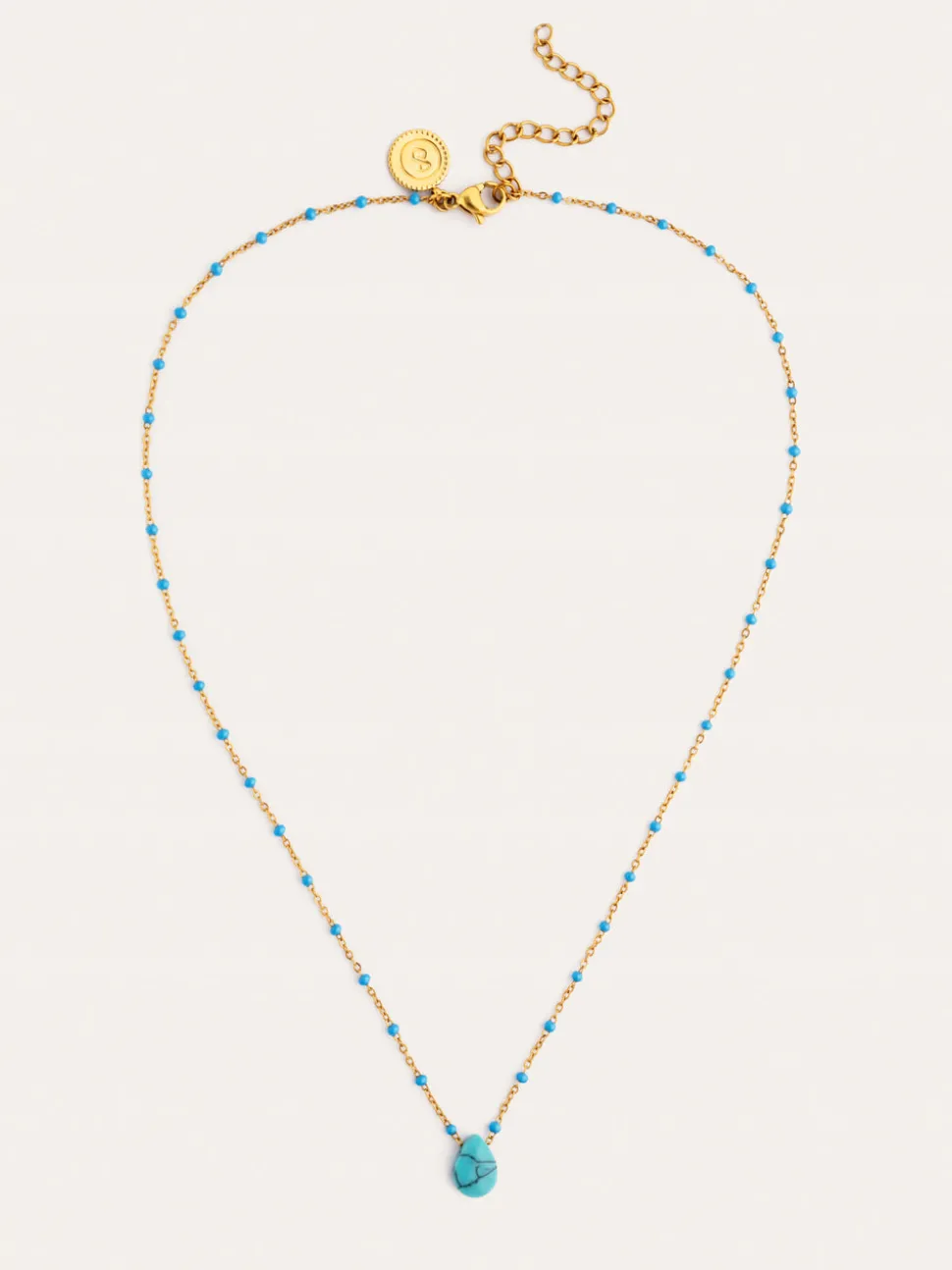 Collar Hydra Azul Acero Baño Oro