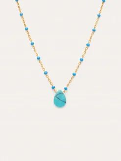 Collar Hydra Azul Acero Baño Oro