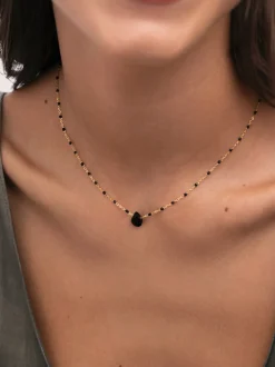 Collar Hydra Negro Acero Baño Oro