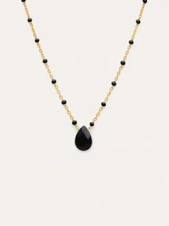 Collar Hydra Negro Acero Baño Oro