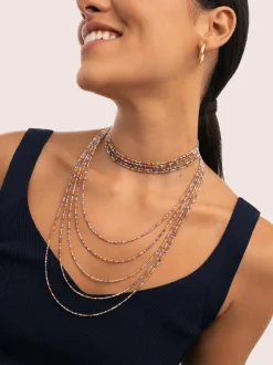 Collar Long Crystals Cleopatra Acero Baño Oro