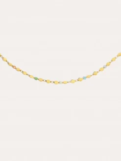 Collar Long Crystals Solar Acero Baño Oro