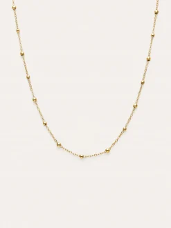 Collar Long Dots Acero Baño Oro