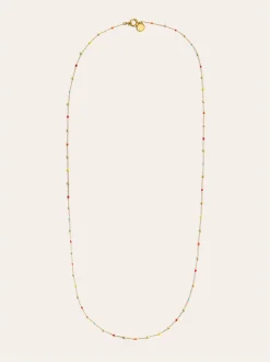 Collar Long Dots L Colors Enamel Acero Baño Oro