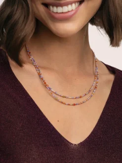 Collar Long Full Crystal Summer Acero Baño Oro