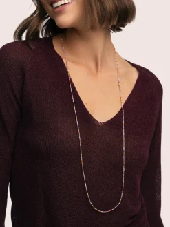 Collar Long Full Crystal Summer Acero Baño Oro
