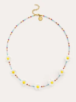 Collar Long Margarita Acero Baño Oro