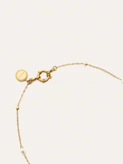 Collar Long Pearl Dots Acero Baño Oro
