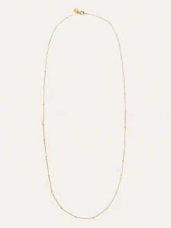 Collar Long Pearl Dots Acero Baño Oro