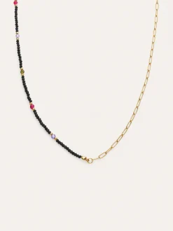 Collar Long Winter Glam Acero Baño Oro