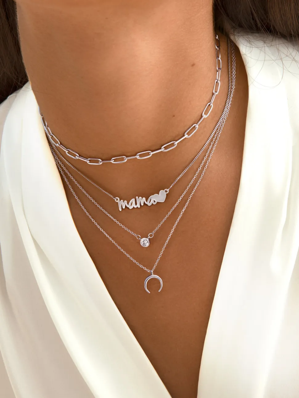 Collar Mamá Heart Plata