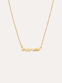 Collar Mamá Heart Plata Baño Oro