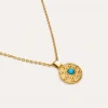Collar Medallion Aqua Acero Baño Oro