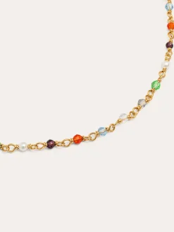 Collar Mini Crystals Colors Plata Baño Oro