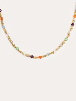 Collar Mini Crystals Colors Plata Baño Oro