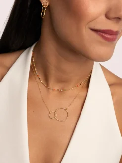Collar Mini Crystals Colors Plata Baño Oro