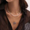 Collar Mini Moon Azul Acero Baño Oro