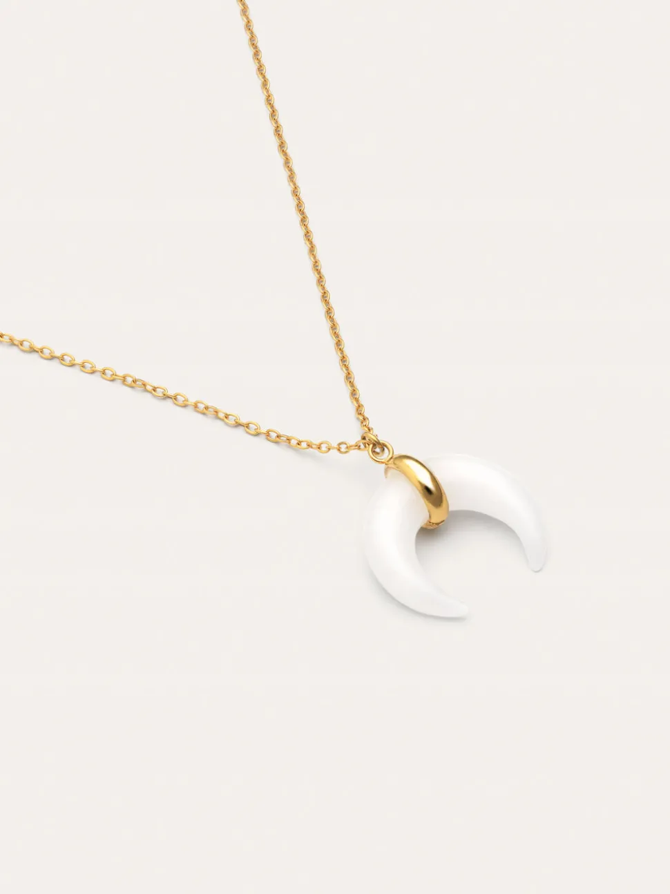 Collar Mini Moon Blanco Acero Baño Oro