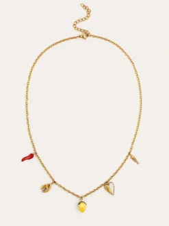 Collar Multicharm Aperitivo Marino Acero Baño Oro