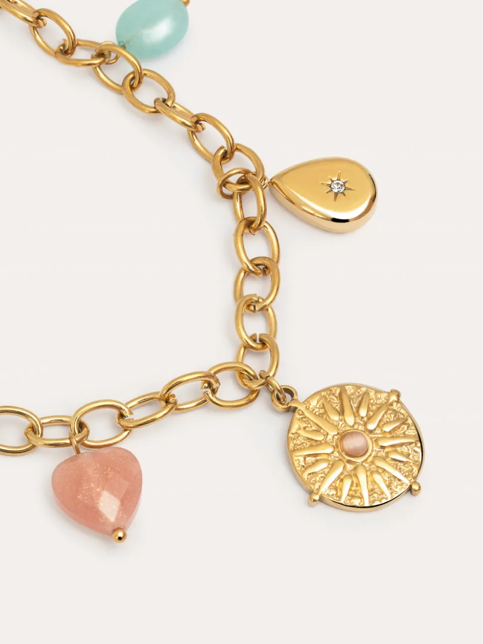 Collar Multicharms Soleil Acero Baño Oro