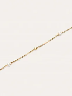 Collar Pearl Dots Acero Baño Oro