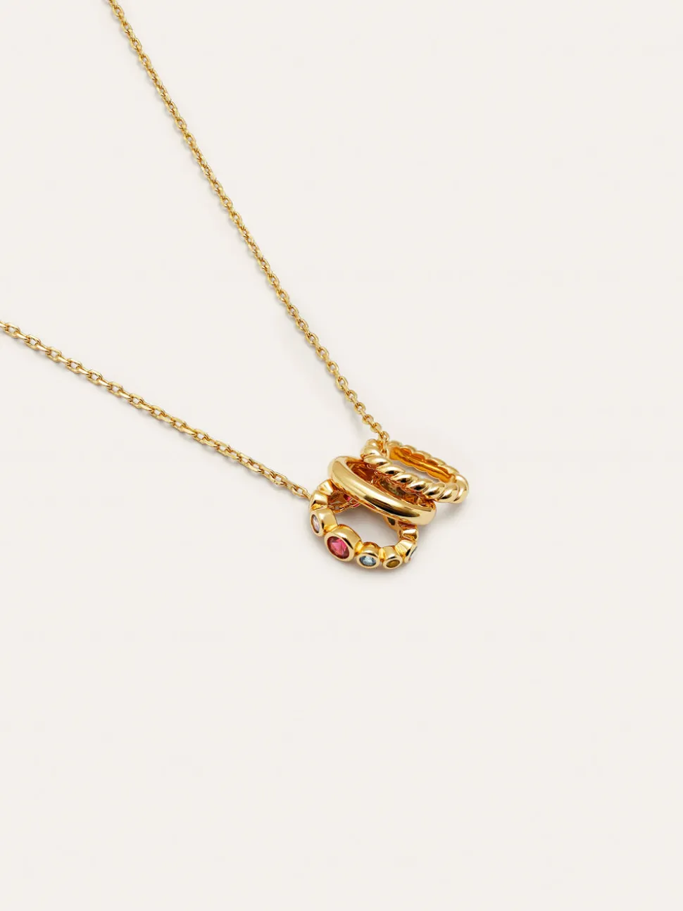 Collar Pebble Family Colors Baño Oro