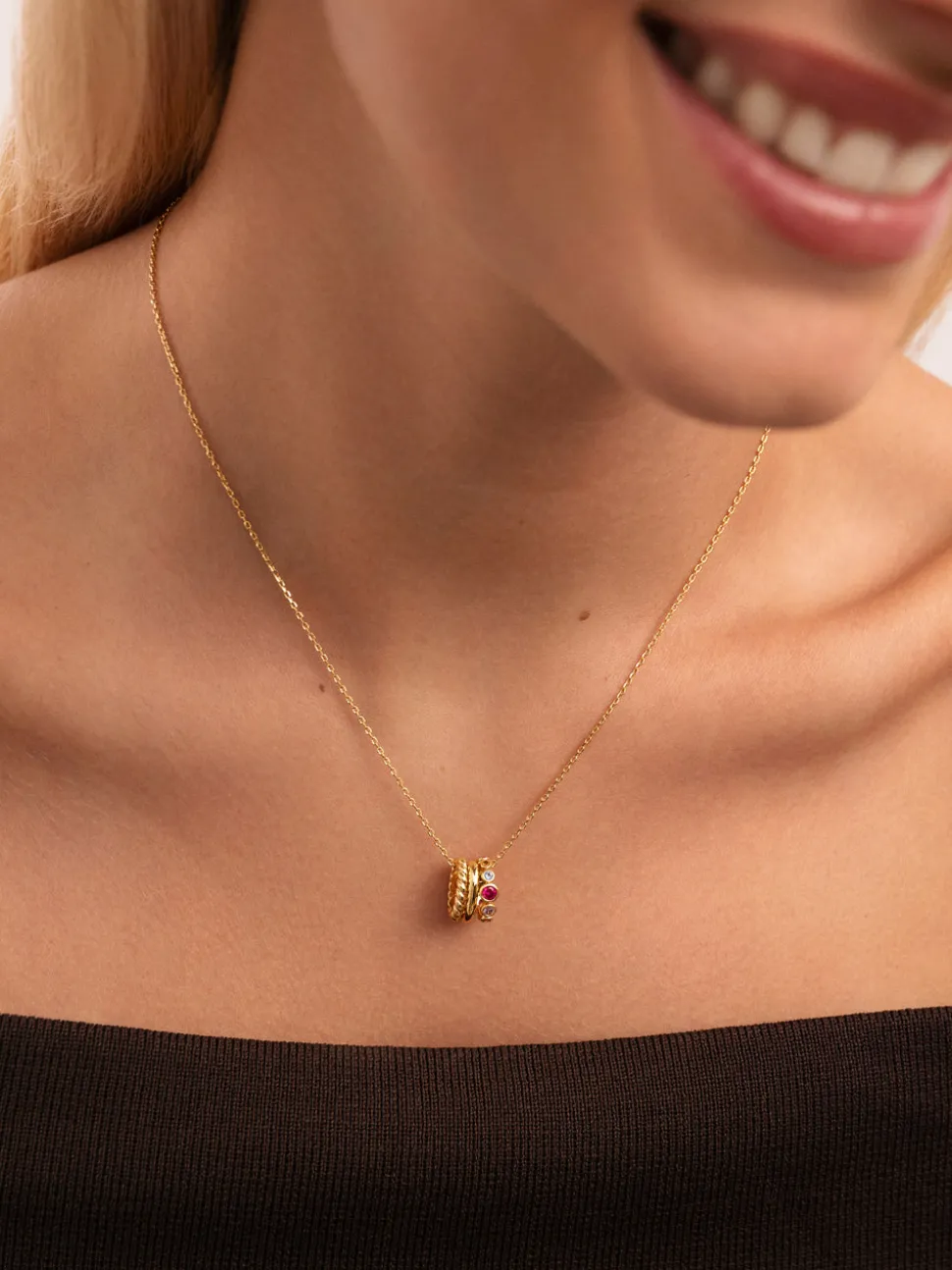Collar Pebble Family Colors Baño Oro