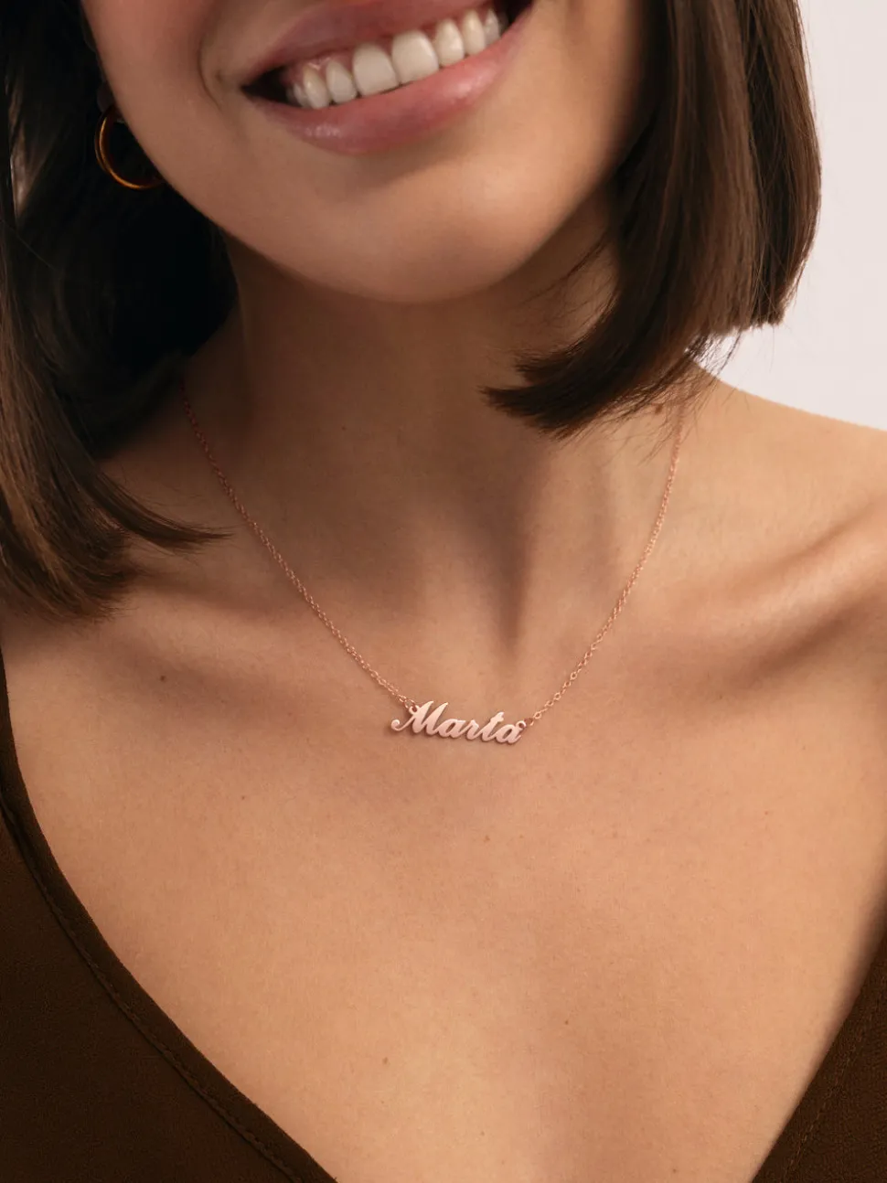 Collar Personalizado Carrie Plata Baño Oro Rosa