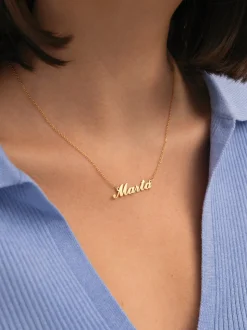 Collar Personalizado Carrie Plata Baño Oro