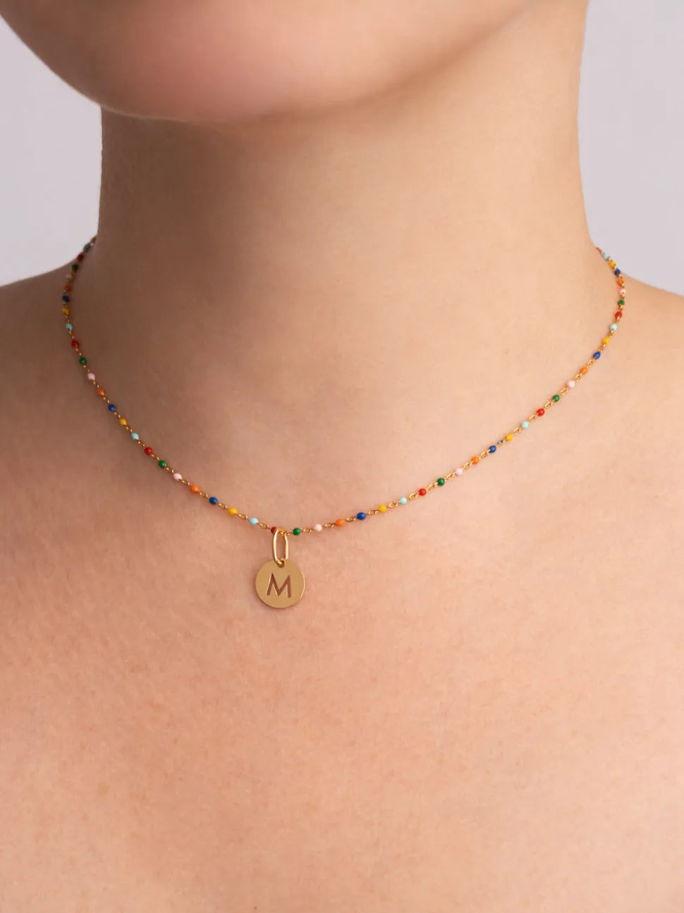Collar Personalizado Colors Enamel Letter Baño Oro