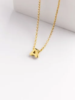 Collar Personalizado Single Letter Plata Baño Oro