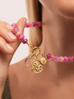 Collar Rosé Stones Acero Baño Oro