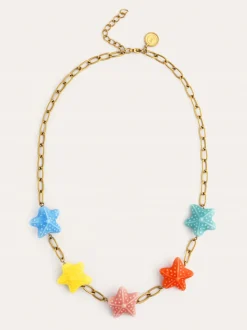 Collar Starfish Chic Color Acero Baño Oro