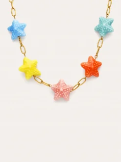Collar Starfish Chic Color Acero Baño Oro