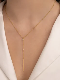 Collar Y Sparks Stick Plata Baño Oro