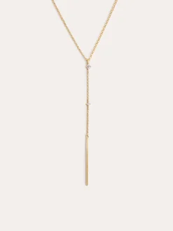 Collar Y Sparks Stick Plata Baño Oro