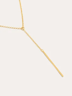 Collar Y Stick Plata Baño Oro