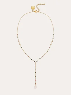 Collar Y Turmalina Stones Acero Baño Oro