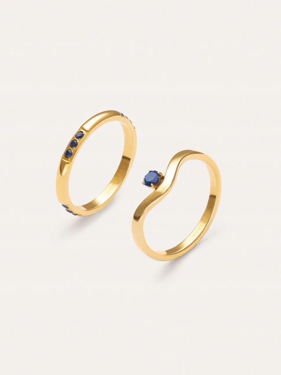 Pack 2 Anillos Klein Azul Acero Baño Oro