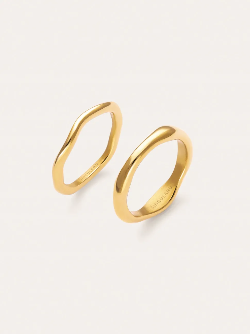 Pack 2 Anillos Nea Acero Baño Oro