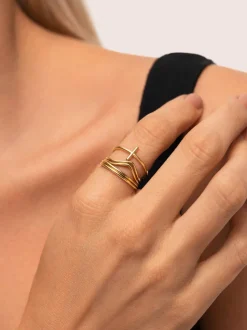 Pack 5 Anillos Nefertiti Acero Baño Oro