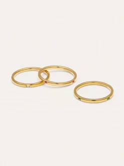 Pack 3 Anillos Palmar Colors Acero Baño Oro