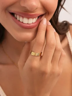Pack 3 Anillos Palmar Spark Acero Baño Oro
